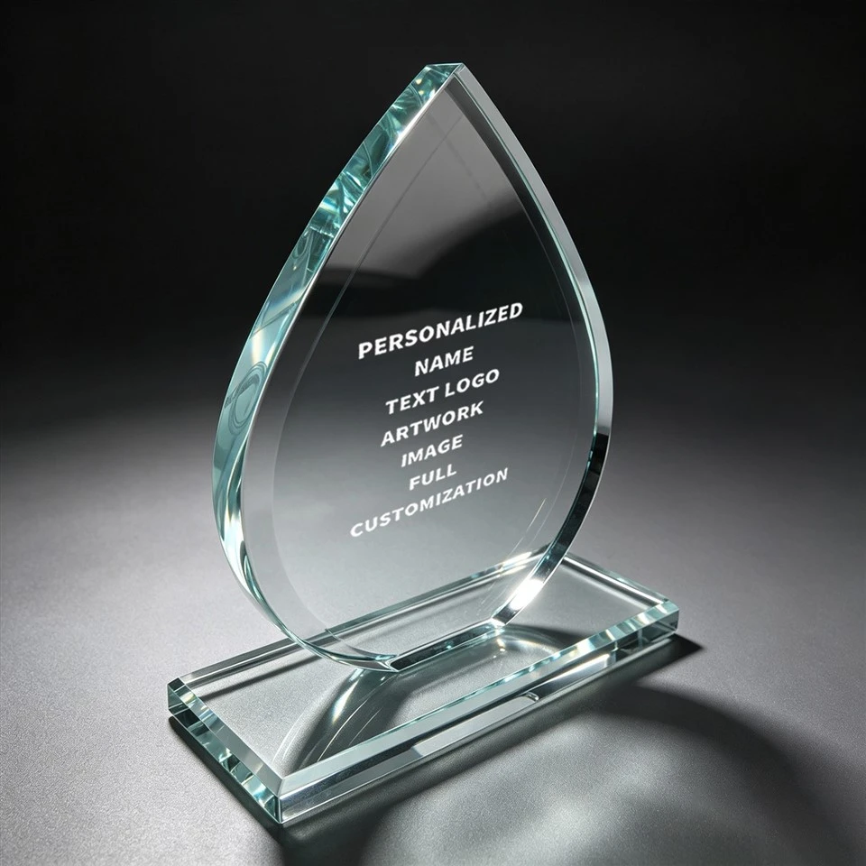 Teardrop Custom Crystal Desk Trophy factory