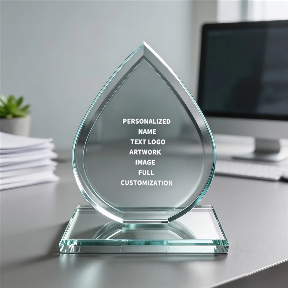 Teardrop Custom Crystal Desk Trophy